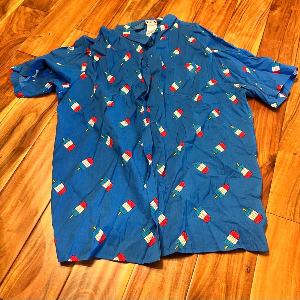 Men’s IML bomb pop popsicle button up shirt. New! Size 2xl